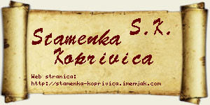 Stamenka Koprivica vizit kartica